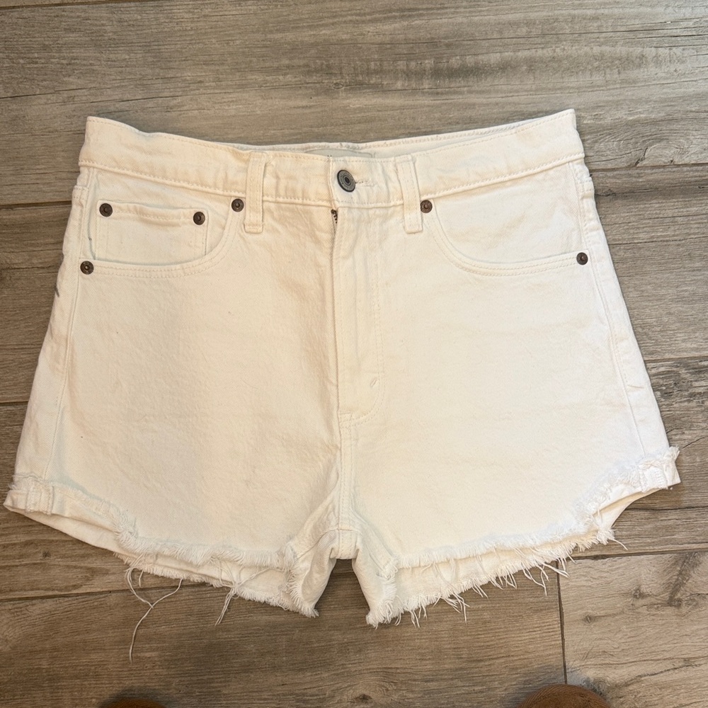 Abercrombie & Fitch White Mom Denim Shorts